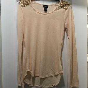 Cream/gold long sleeve top